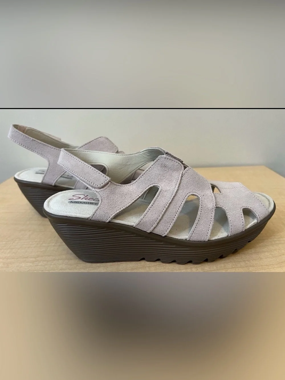 Skechers Parallel Stylin' wedge sandals sling back light pink NWT SIZE 7